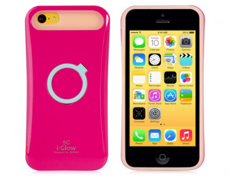 i-Glow silicona y plástico del soporte de 2 piezas estuche protector Set para iPhone 5C (rojo) SKU:IP4080R