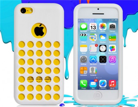 Cut-out Agujero caso de goma de TPU para el iPhone 5C (Blanco) SKU:IP3953W
