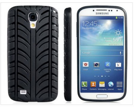 Tire del patrón TPU caso protector de goma para Samsung Galaxy S4 / i9500 (Negro) SKU: MS1165B