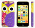 Caso lindo del búho Impresión de plástico para el iPhone 5C (amarillo y púrpura) SKU: IP4370X